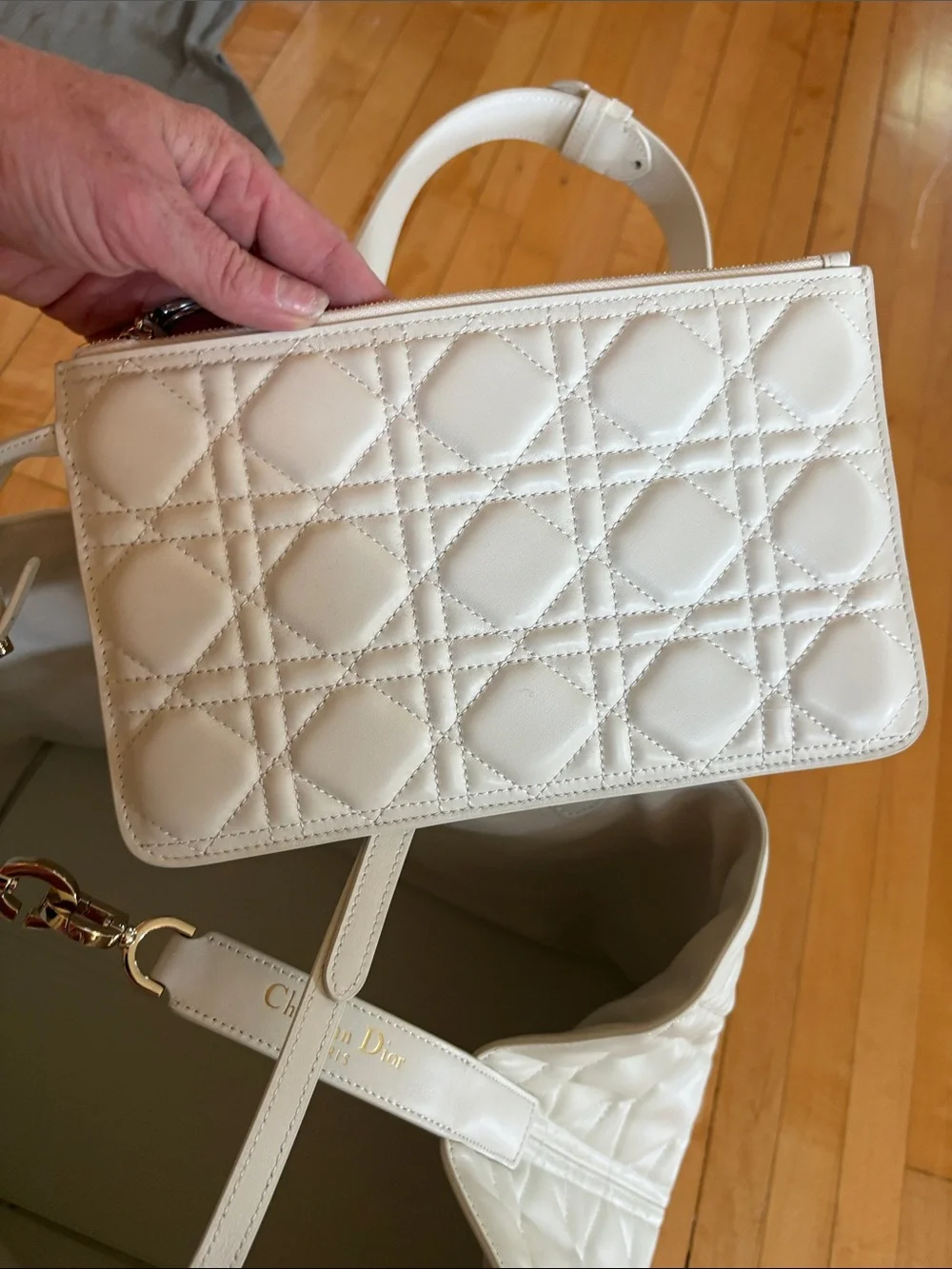 quilted tote dior white